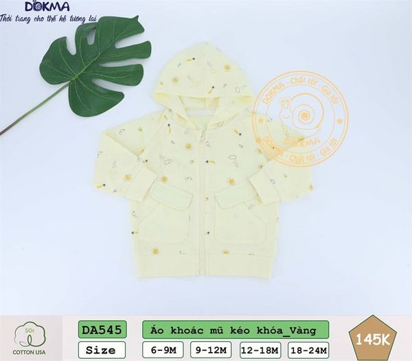 Áo khoác mũ kéo khóa Dokma DA545 (6-9M) CLO