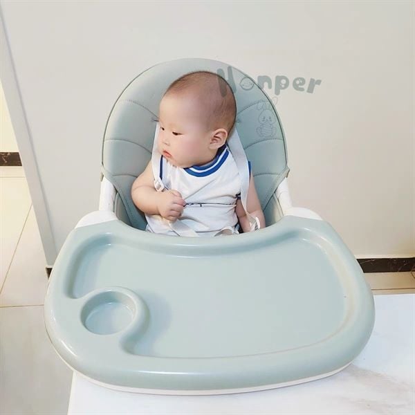 Ghế ăn dặm ngả lưng Honper gấp gọn (có bánh xe) - Xanh