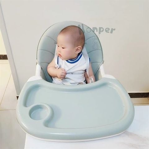 Ghế ăn dặm ngả lưng Honper gấp gọn (có bánh xe) - Xanh