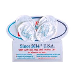 Bộ bao tay, bao chân in thú, viền xanh IQ Baby màu trắng (0 - 3 tháng)