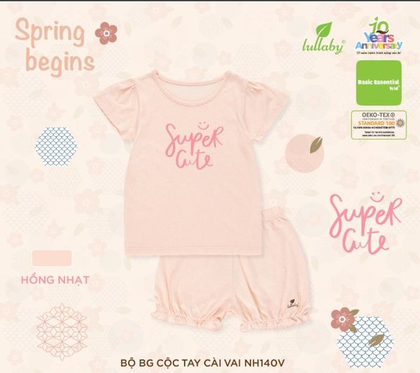 Bộ BG cộc tay cài vai Lullaby NH140V 18M