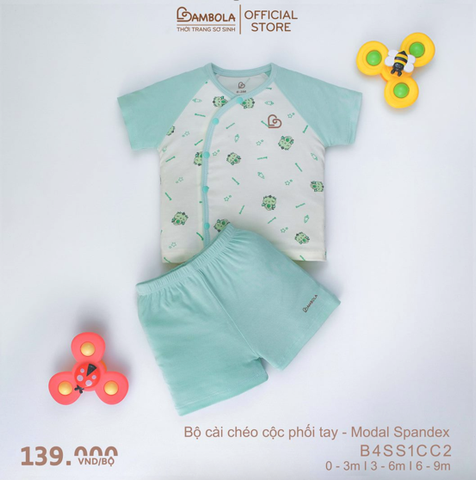 Bộ cài chéo cộc phối tay Bambola - Xanh - B4SS1CC2-11 - (0-3M)