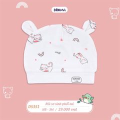 Mũ sơ sinh 2 tai tròn Dokma DS351