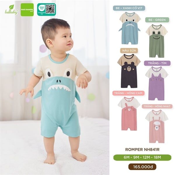 Body cộc tay Romper lullaby NH841R hồng cam 9M