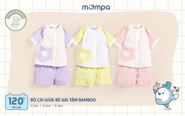 Bộ SS BG cài giữa tăm bambo Mompa - size 3-6M