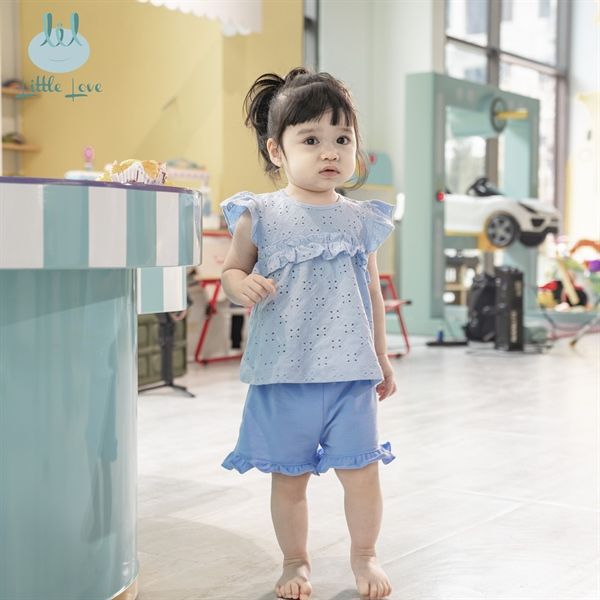 Bộ cộc tay bèo vai BG Lil LBD61 Xanh 12-18M