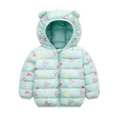 Áo khoác phao hoạ tiết mũ gấu Vàng size 90