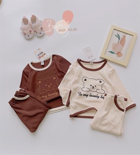 Bộ thun tăm To me Lovely - Nâu - Size 2