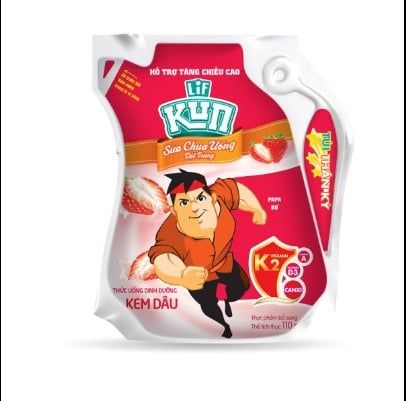 Sữa chua uống tiệt trùng LIF KUN hương kem dâu (Túi 110ml)