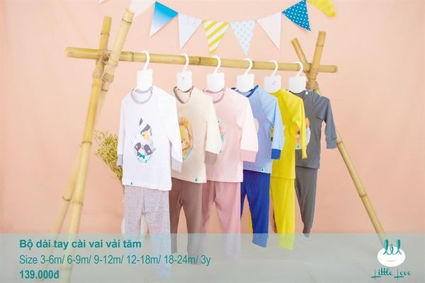 Bộ dài tay cài vai Lil (Vải tăm)