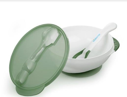 Bộ tô chống trượt ( kèm muỗng báo nhiệt) kidsme- Màu ri, 9832