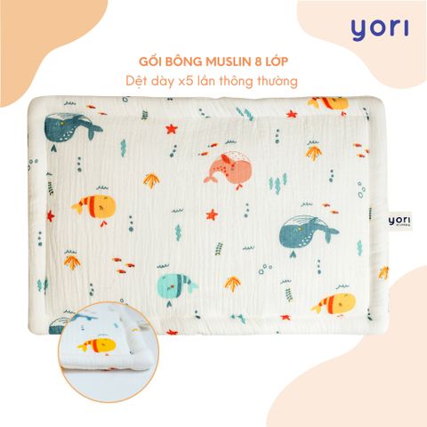 Gối bông Muslin sơ sinh cao cấp Yori (8 lớp)