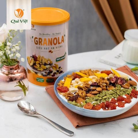 Granola ngũ cốc siêu hạt ăn kiêng Quê Việt
