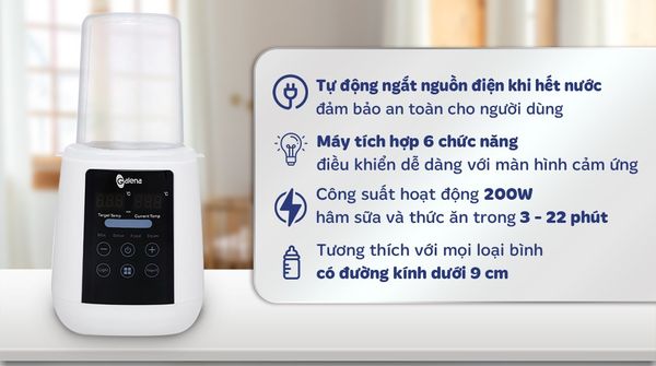 Máy hâm bình sữa đơn kiêm tiệt trùng điện tử Galena GA-W02