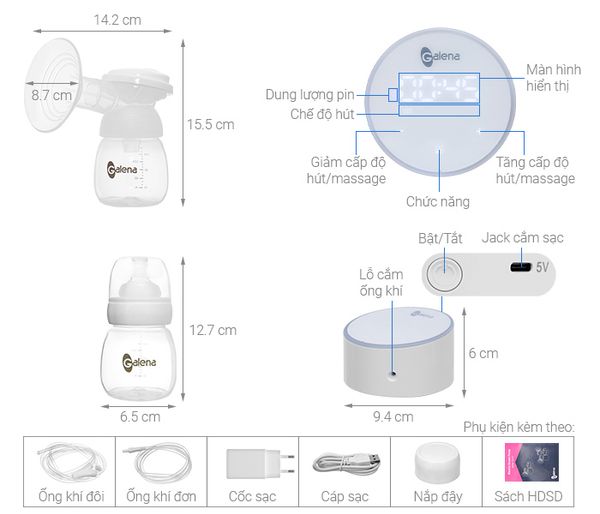 Máy hút sữa điện đôi Galena GA-01