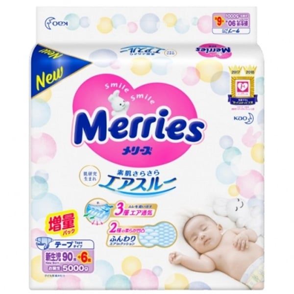 Bỉm Merries nội địa Newborn 90 (<5kg)