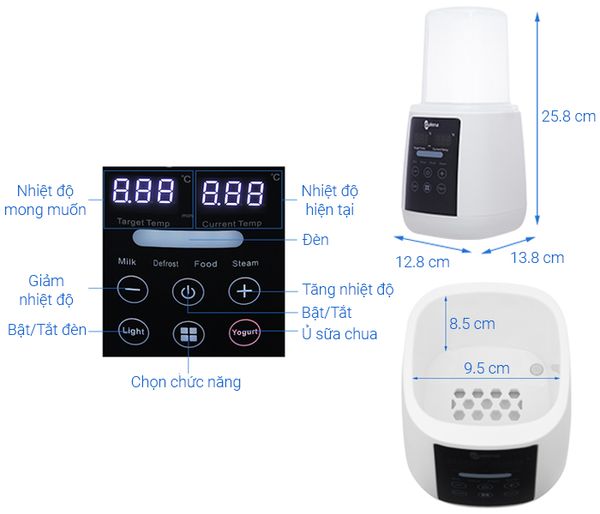 Máy hâm bình sữa đơn kiêm tiệt trùng điện tử Galena GA-W02