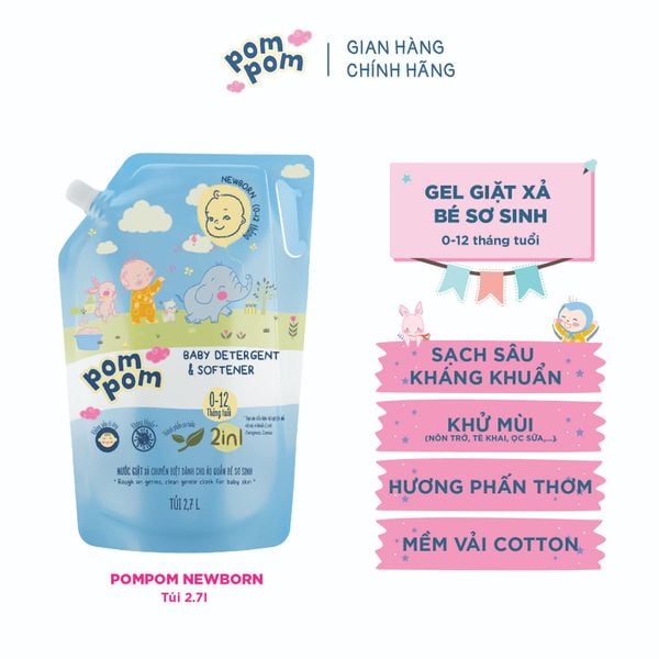 Nước giặt xả Pom pom Newborn, Active cho bé