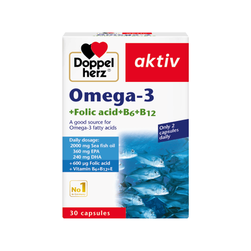 Thực phẩm bảo vệ sức khỏe Doppelherz Omega-3 (Dầu cá) + Folic acid + B6 + B12