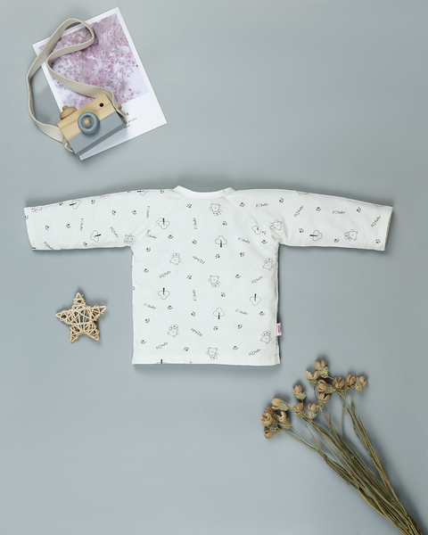 Bộ sơ sinh cột dây dài tay IQ BABY Gấu xám (0-3M)