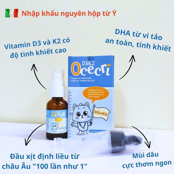 Vitamin D3K2 dạng xịt Ocecri (Nhập khẩu Ý)