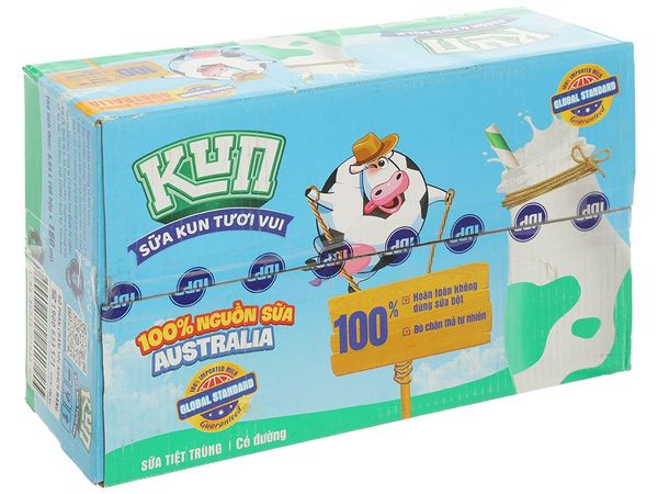 Sữa tươi tiệt trùng có đường cho bé Kun (vỉ 4 hộp)