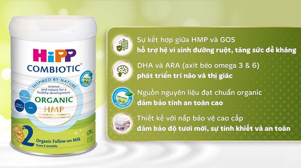 Sữa HiPP Organic Combiotic số 2 800g (6-12 tháng)