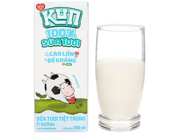Sữa tươi tiệt trùng ít đường cho bé LOF Kun