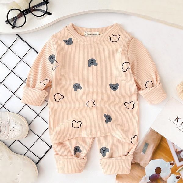 Bộ quần áo chất vải thun tăm đẹp cho bé sơ sinh mặc thời tiết mùa thu đông size 6-48 tháng