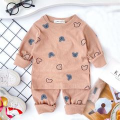 Bộ quần áo chất vải thun tăm đẹp cho bé sơ sinh mặc thời tiết mùa thu đông size 6-48 tháng
