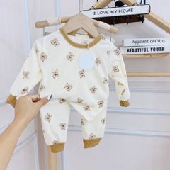 Bộ quần áo chất vải thun tăm đẹp cho bé sơ sinh mặc thời tiết mùa thu đông size 0