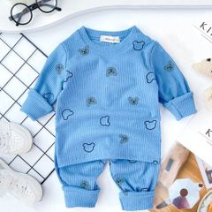 Bộ quần áo chất vải thun tăm đẹp cho bé sơ sinh mặc thời tiết mùa thu đông size 6-48 tháng