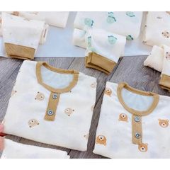 Bộ quần áo chất vải thun tăm đẹp cho bé sơ sinh mặc thời tiết mùa thu đông size 0