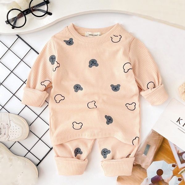 Bộ quần áo chất vải thun tăm đẹp cho bé sơ sinh mặc thời tiết mùa thu đông size 6-48 tháng