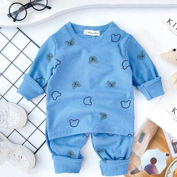 Bộ quần áo chất vải thun tăm đẹp cho bé sơ sinh mặc thời tiết mùa thu đông size 6-48 tháng
