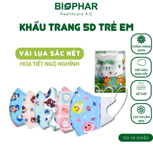 Khẩu trang Bon kids cho bé gái (túi 10 chiếc)
