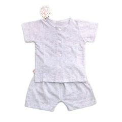 Bộ sơ sinh cài giữa cộc tay IQ BABY Xám Tiêu