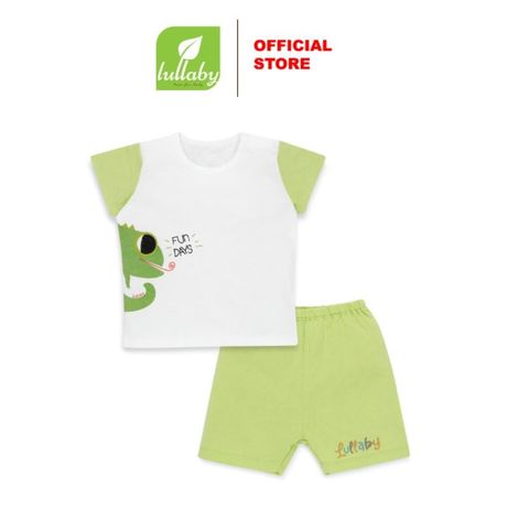 Bộ cộc tay cài vai BT trắng xanh cốm NH301M