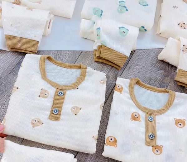 Bộ thun tăm dài tay chui cổ cho bé (12-48M)