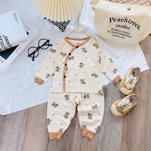 Bộ thun tăm dài tay cho bé cài vai chéo (9-12M)