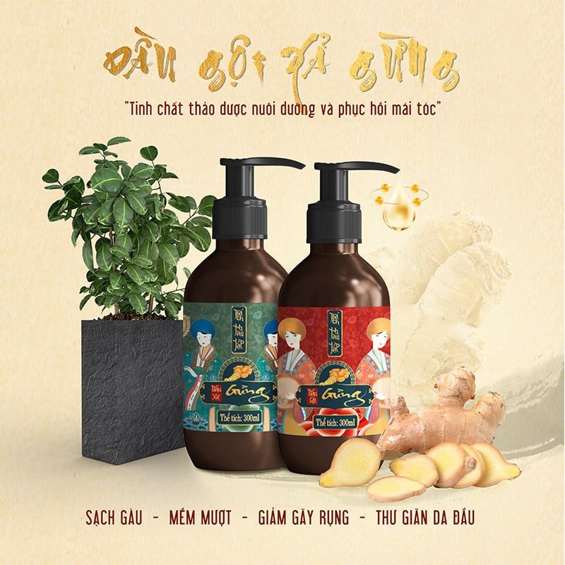  [FREESHIP] COMBO DẦU GỘI XẢ THẢO DƯỢC GỪNG  - BÁCH THẢO TẬP 