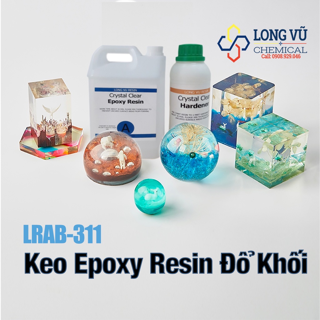 Keo Resin Epoxy Đổ Khối Lớn - LRAB-311-Làm Đèn, Bàn Cafe, Lục Bình