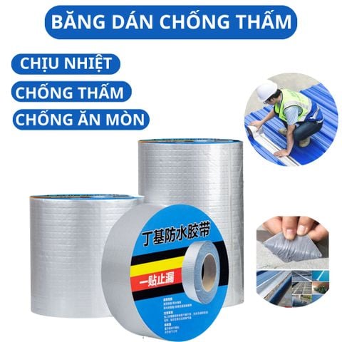  Băng Keo Chống Thấm Nước, Băng Dính Chống Thấm Dột, Chịu Nhiệt Cao, Chống Ăn Mòn , Dán Mái Tôn, Dán Tường, Dán Ống Nước 