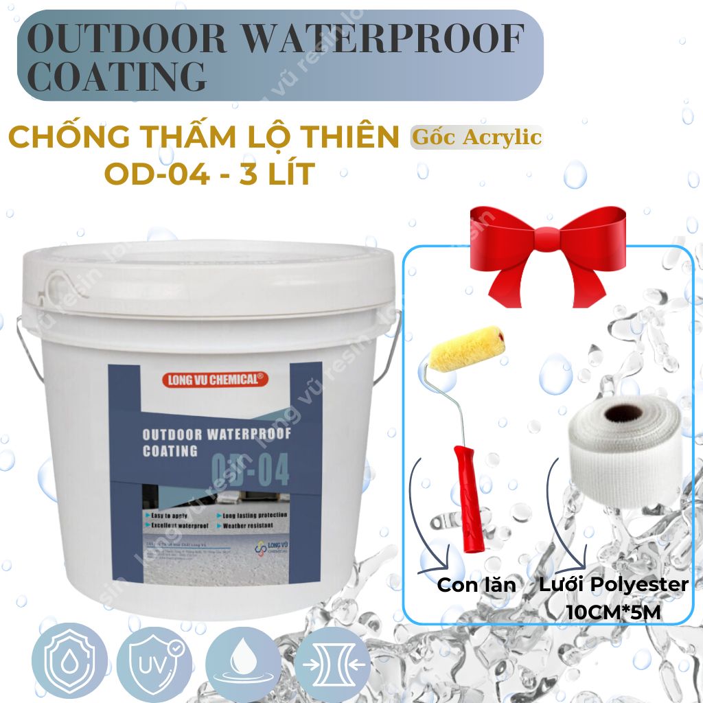 Sơn Chống Thấm Lộ Thiên, Keo Chống Dột Mái Tôn, Tường Nhà, Sân Thượng -Thùng 5kg