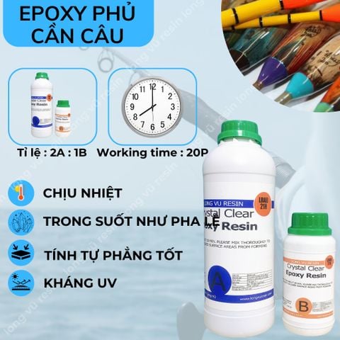 Keo Dán Cần Câu, Keo AB Trong Suốt Dán Cần Câu, Phủ Khoen Chỉ Cần Câu - Bộ 450g 