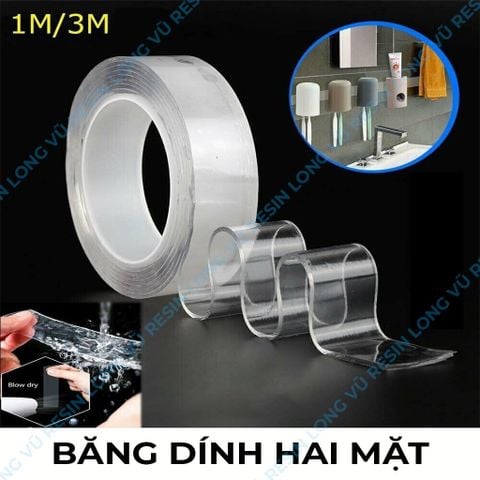  Băng Dính Nano 2 Mặt Trong Suốt, Chất Liệu Acrylic Dán Mọi Vật Dụng Dày 1mm 