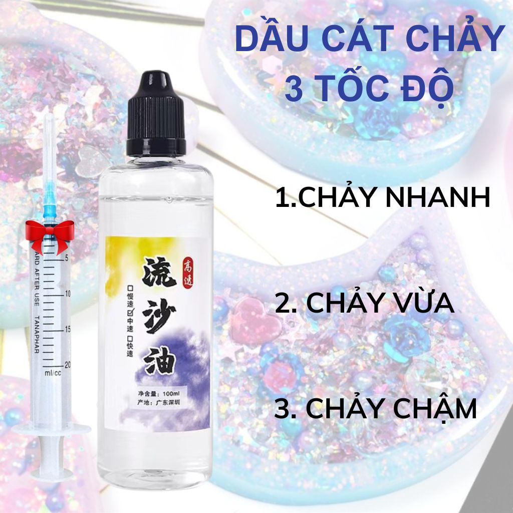 Dầu Cát Chảy, Dầu Cát Lún 3 Tốc Độ, Dùng Trong Shaker Resin, Tranh Cát Chảy và Ôp Lưng Handmade - Lọ 100ml