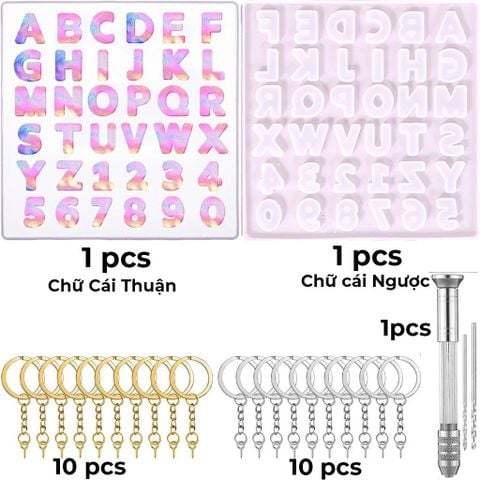  Khuôn Silicone Bảng Chữ Cái, Khuôn Bảng Chữ Nhỏ Làm Móc Khóa, Khuôn Đổ Resin Handmade 