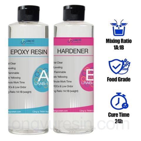  Keo Epoxy Resin Trong Suốt Thực Phẩm Tỷ Lệ 1A-1B, Ít Bọt Chuyên Dụng Làm Trang Sức, Thủ Công Mỹ Nghệ [500G] 