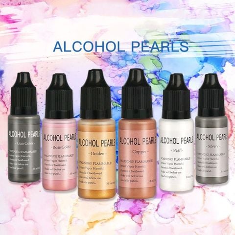  Set 6 Màu Alcohol Tạo Hiệu Ứng Nhũ Ánh Kim Nhiều Màu 15ml 